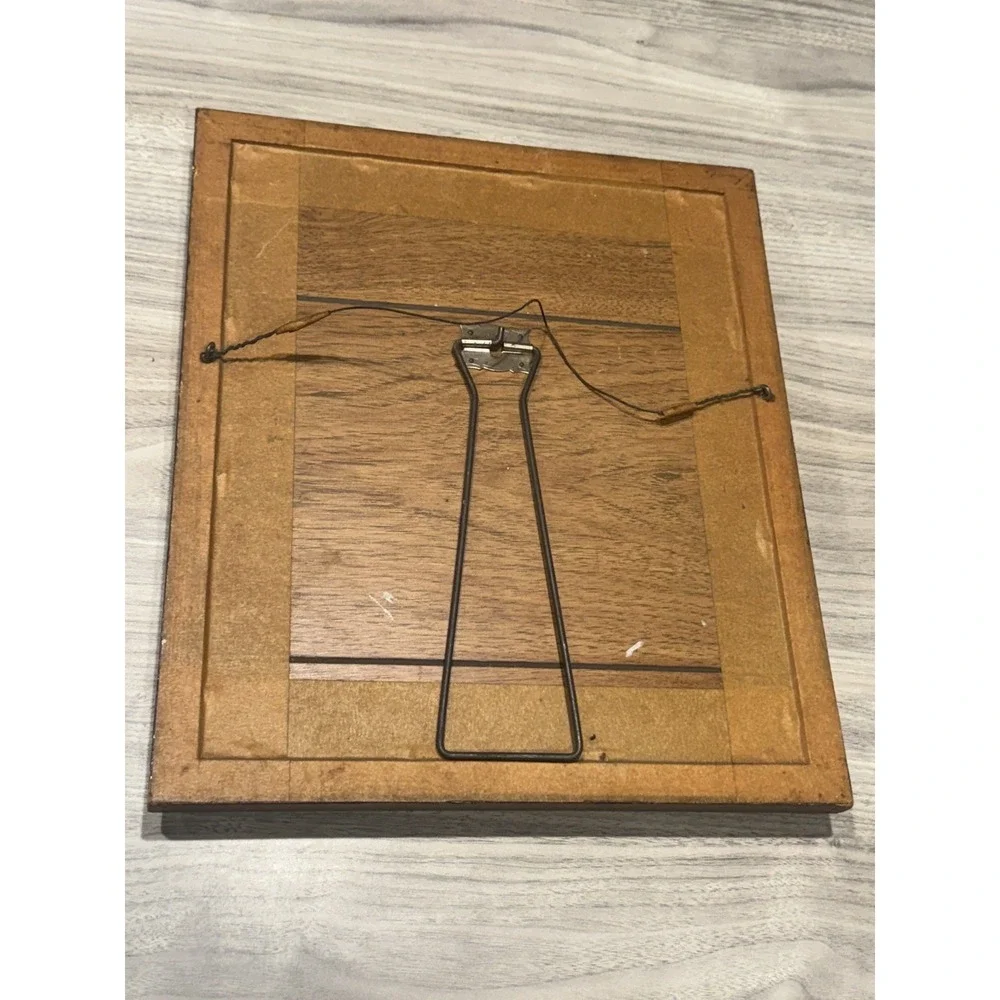 Vintage Hand Carved Wood Framed Mirror Tabletop or Wall Rustic Folk Art Decor